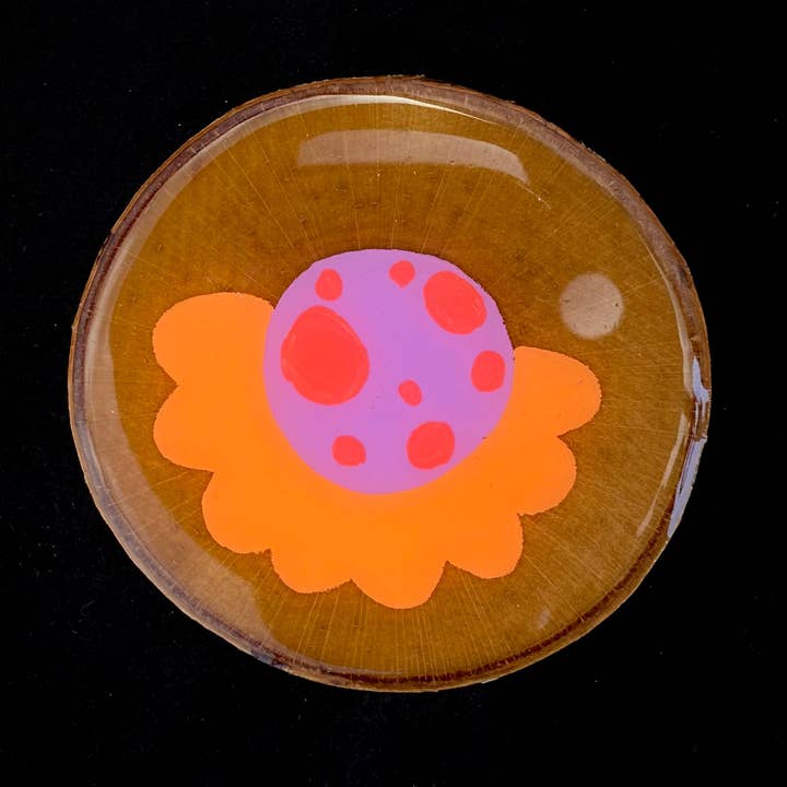 Coaster Birch Wood Little Orange Flower for wholesale by Artifacts of Joy