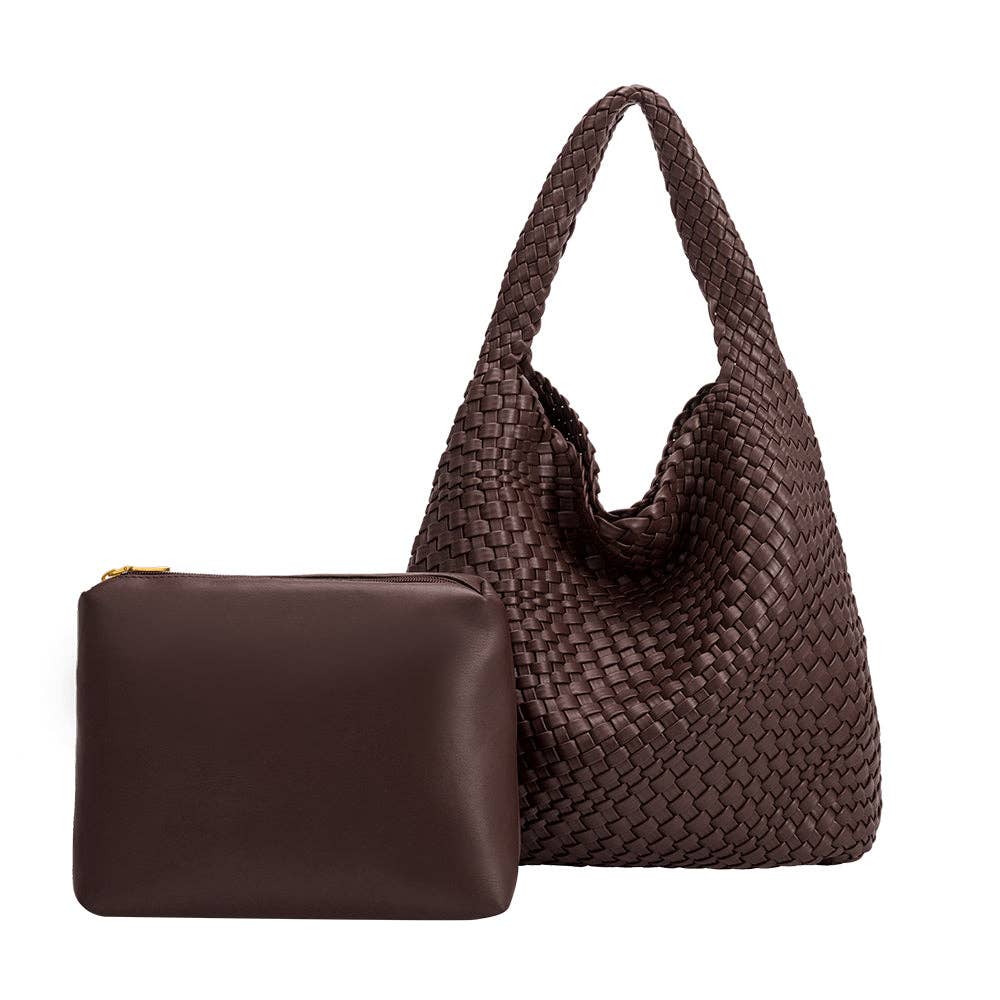 Melie Bianco - Wholesale Shoulder Bag - Women's - Johanna Espresso Recycled Vegan Shoulder Bag Pre-Order 3/153