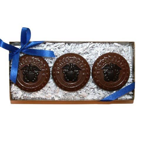 Enjou Chocolat - Wholesale Chocolate - Navy Emblem Discs1