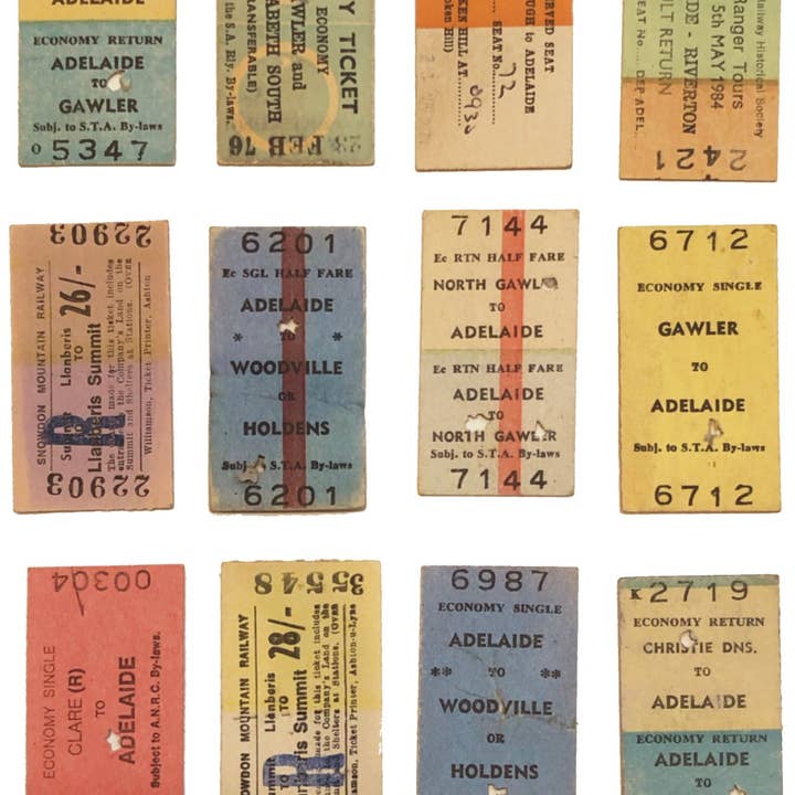 Vintage tickets 2 sheets - Rub-on / Transfer Stickers 027 and 028 for wholesale by Little Forest Shop