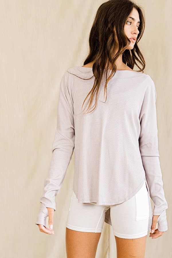 BUCKETLIST INC - Vente Haut en maille – femme - Haut surdimensionné en tricot uni côtelé à dos ouvert T206129