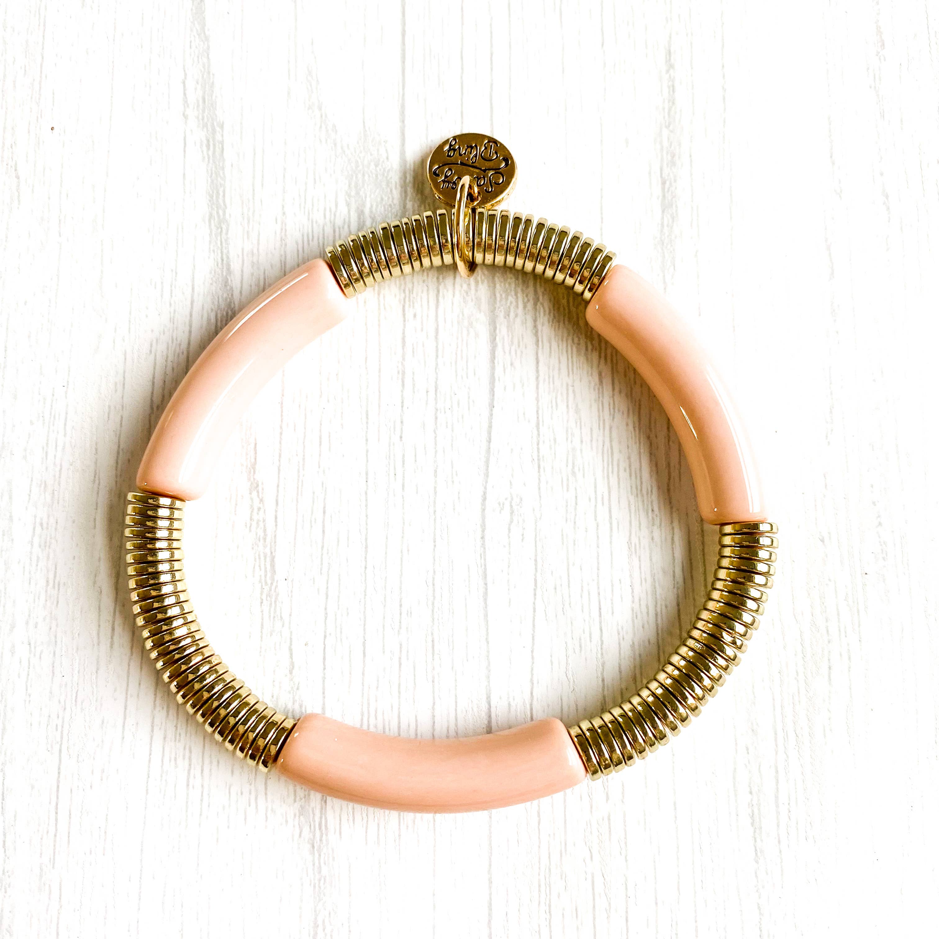 Savvy Bling - Wholesale Beaded Bracelet - Acrylic Tube Bamboo Bracelet & Gold3