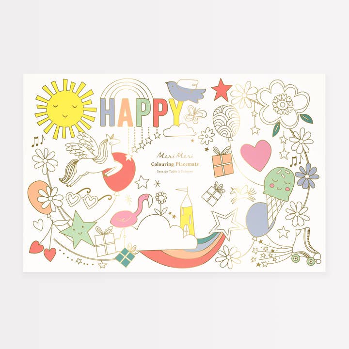 Happy Icons Colouring Placemats for wholesale by Meri Meri