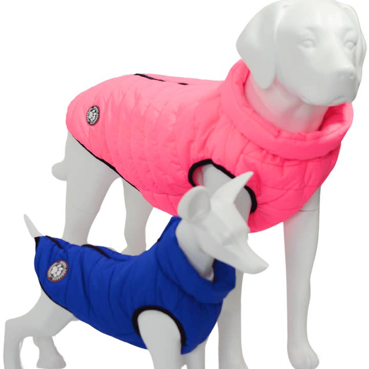 Dog Puffer Coats Matt Look Bundle - Royal Blue and Hot Pink for wholesale by Henry Wag