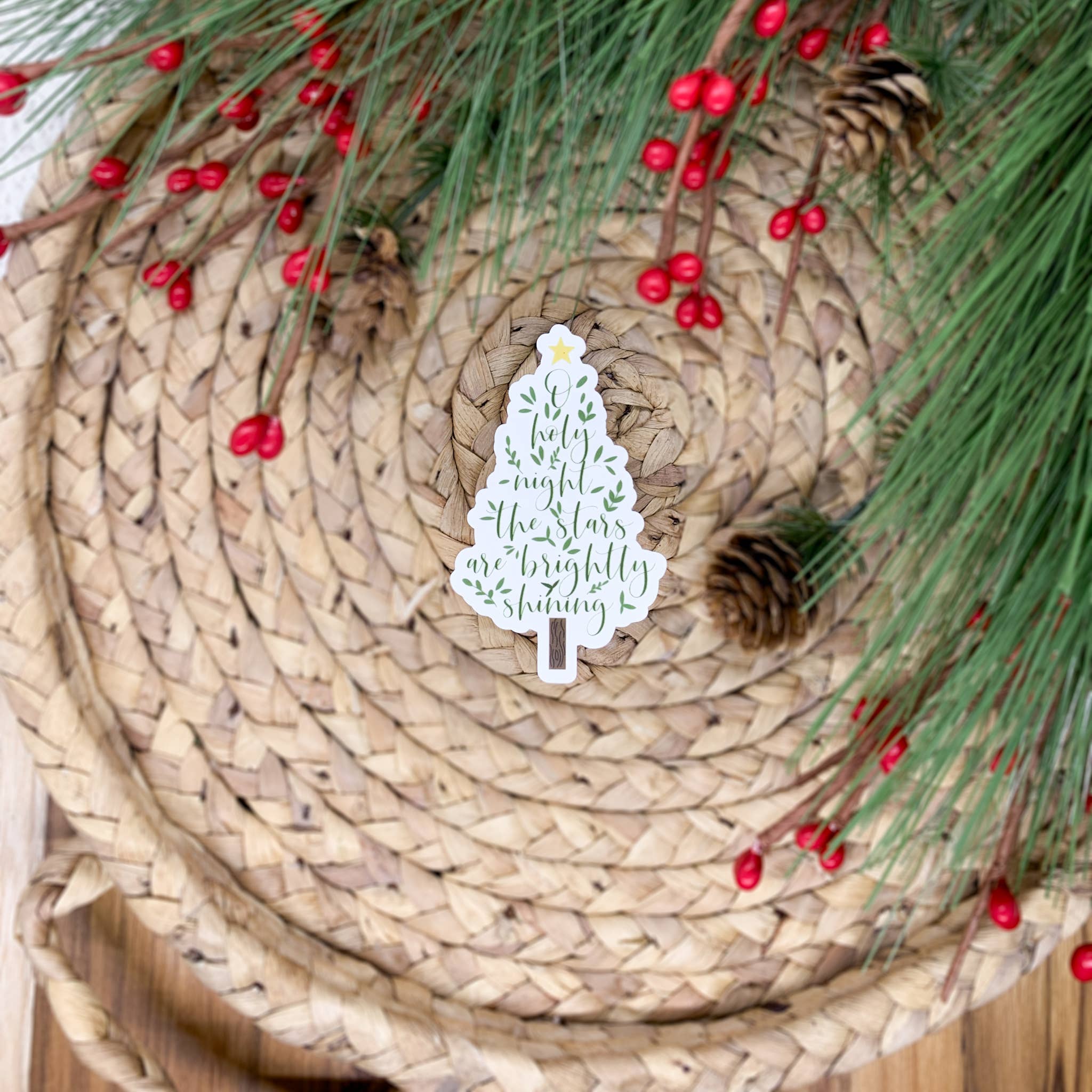 Savannah and James Co - Vendita all'ingrosso Adesivo - O Holy Night Christmas Tree Clear, adesivo in vinile 3x3 in.5