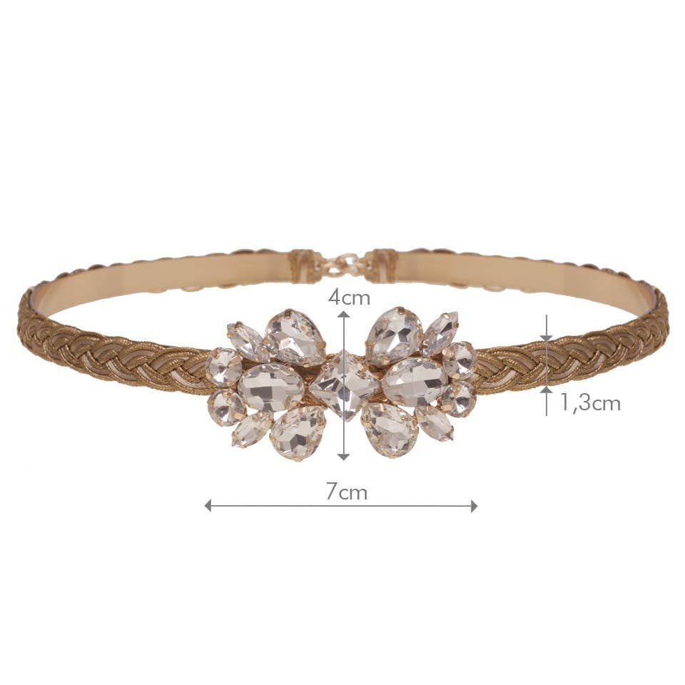 Flormoda - Vendita all'ingrosso Cintura - Donna - Cintura Party Cassandra in oro con decorazione di cristalli1