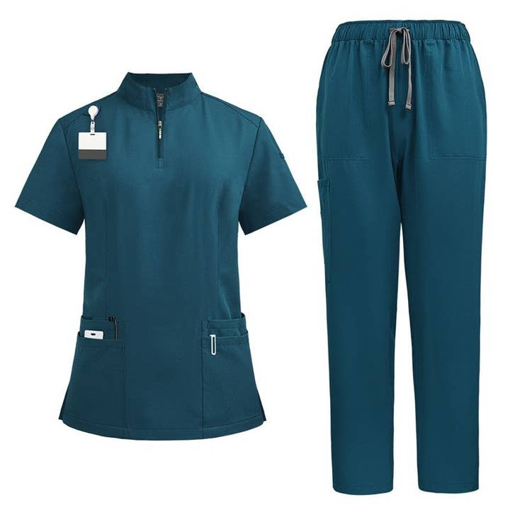 Plush Looks - Wholesale Top & Pant Set (NOT Loungewear) - Women's - Short Sleeve Straight Leg Scrub Suit8