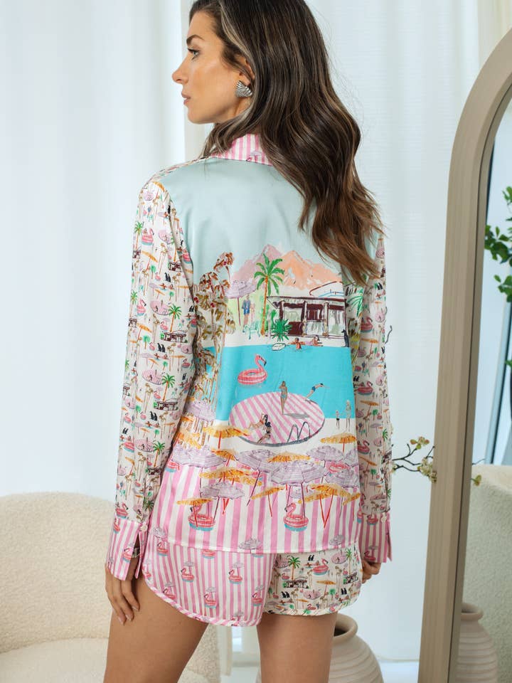 Blazer Shirt / "Pink Flamingo Club" for wholesale by Jessica Russell Flint