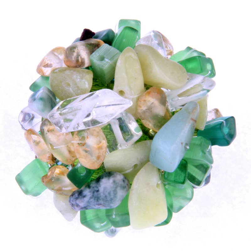 Erik & Mike - Vendita all'ingrosso Anello midi/a fascia - Anello rotondo in pietra a grappolo con fascia elastica in vetro6