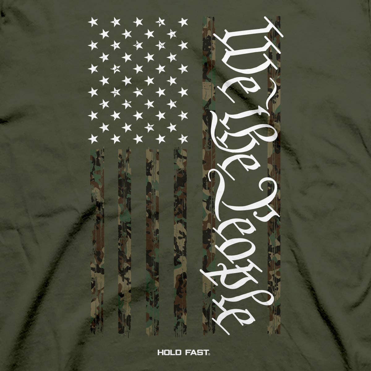 Military Green HOLD FAST Mens T-Shirt We The People Camo for wholesale on Faire4