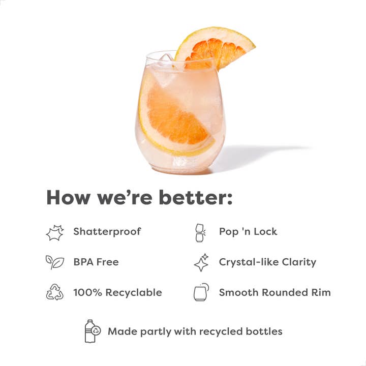 TOSSWARE - Wholesale Wine glass - TOSSWARE POP 18oz Vino XL Set of 12, Premium Quality Plastic1