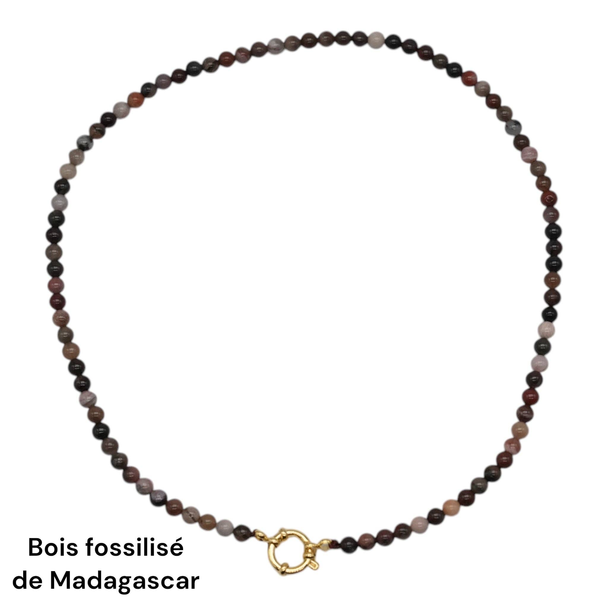 Foliesbijoux - Wholesale Beaded/Pearl Necklace - 43 cm 4 mm necklace with gold-plated stainless steel buoy clasp (20 stones available)9