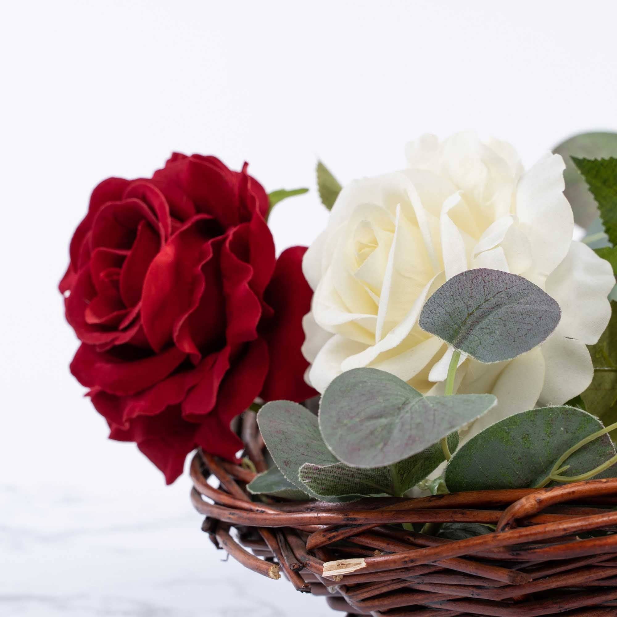 27 Inches Tall Faux Full Bloom Rose - White for wholesale on Faire7