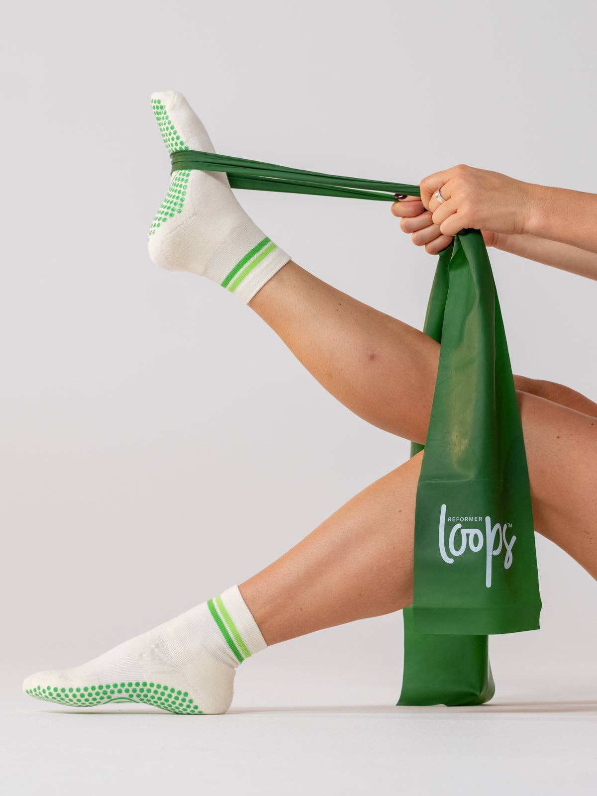 Reformer Loops - Wholesale Socks - Women's - Studio Socks - Green Stripe4