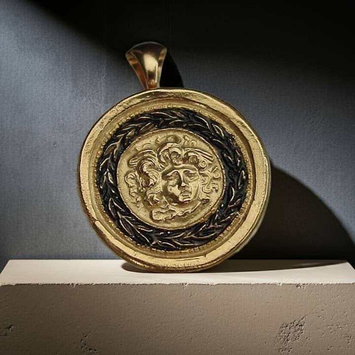 Medusa Shield Cameo Pendant Necklace for wholesale by Vis a Vis Jewelry