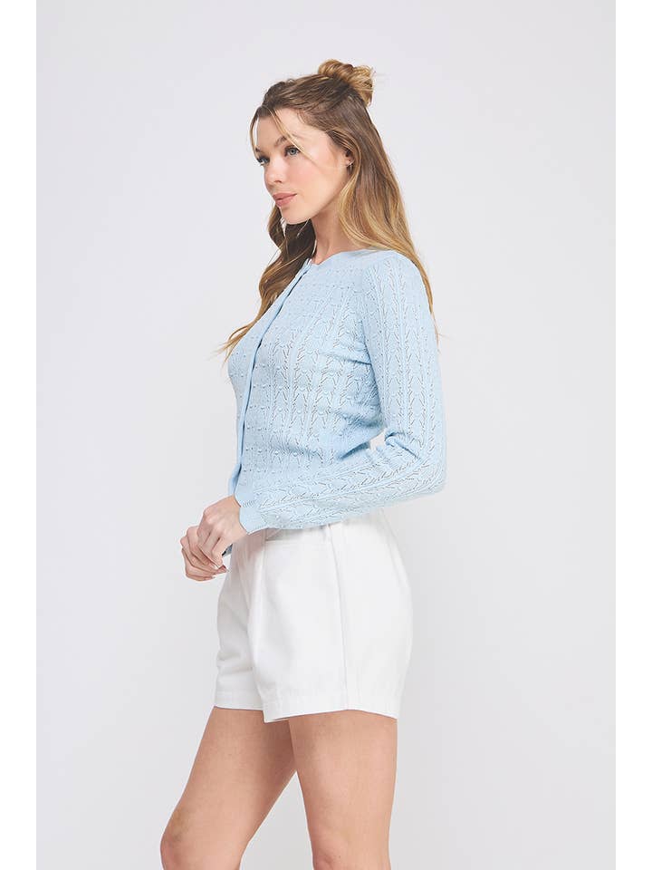 Allie Rose - Wholesale Cardigan - Women's - Lightweight Pointelle Cardigan