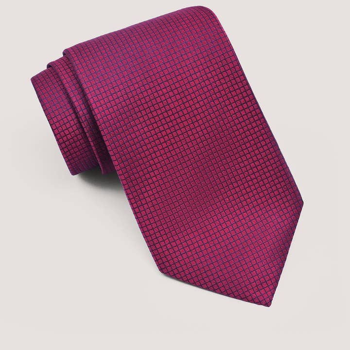 Shiny Red Checkered Silk Tie for wholesale on Faire