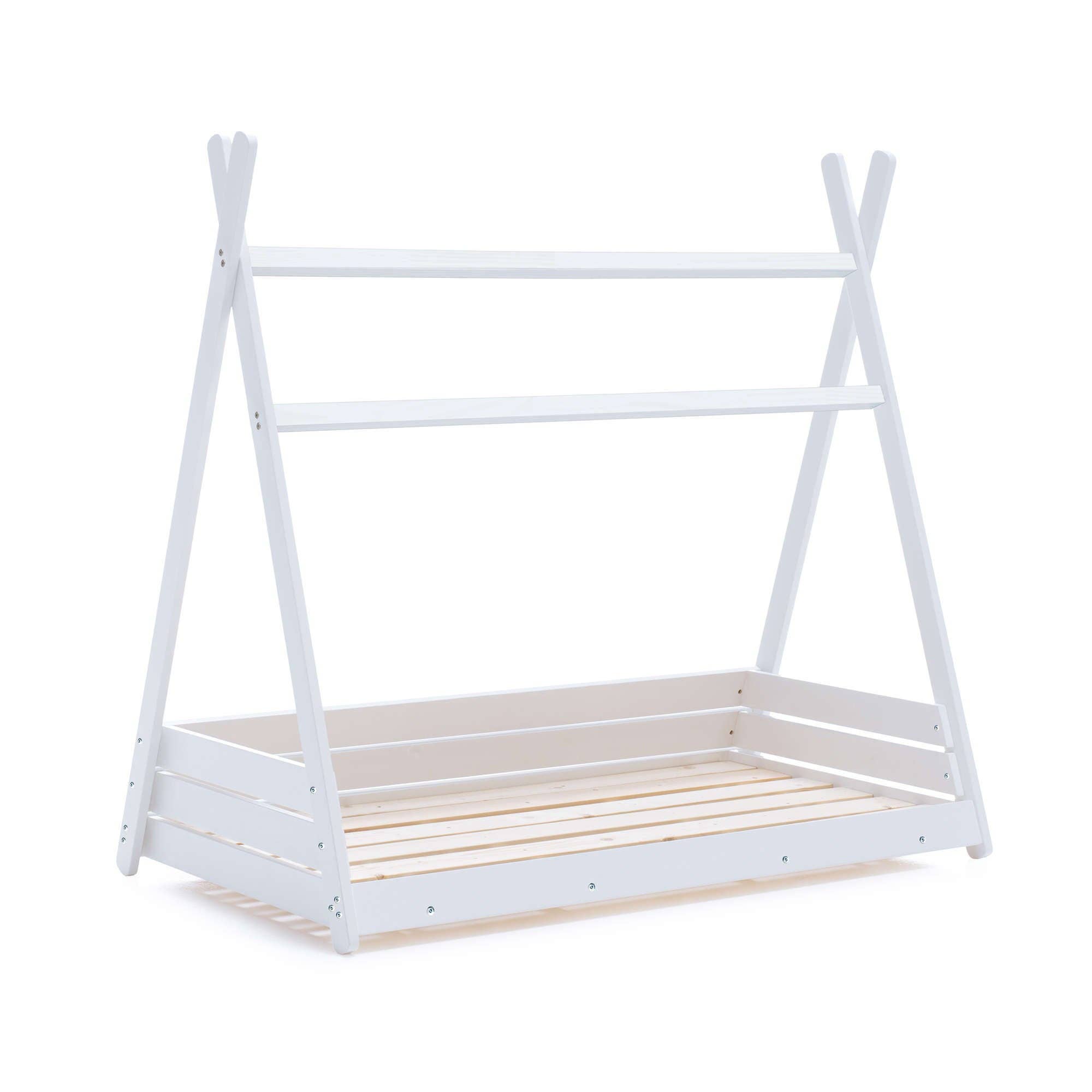 Alondra Baby – Großhandel Bett – Kind & Baby – Weißes Montessori-Bett in Tipi- oder Hüttenform 70x140 cm · Homy NA140-M700