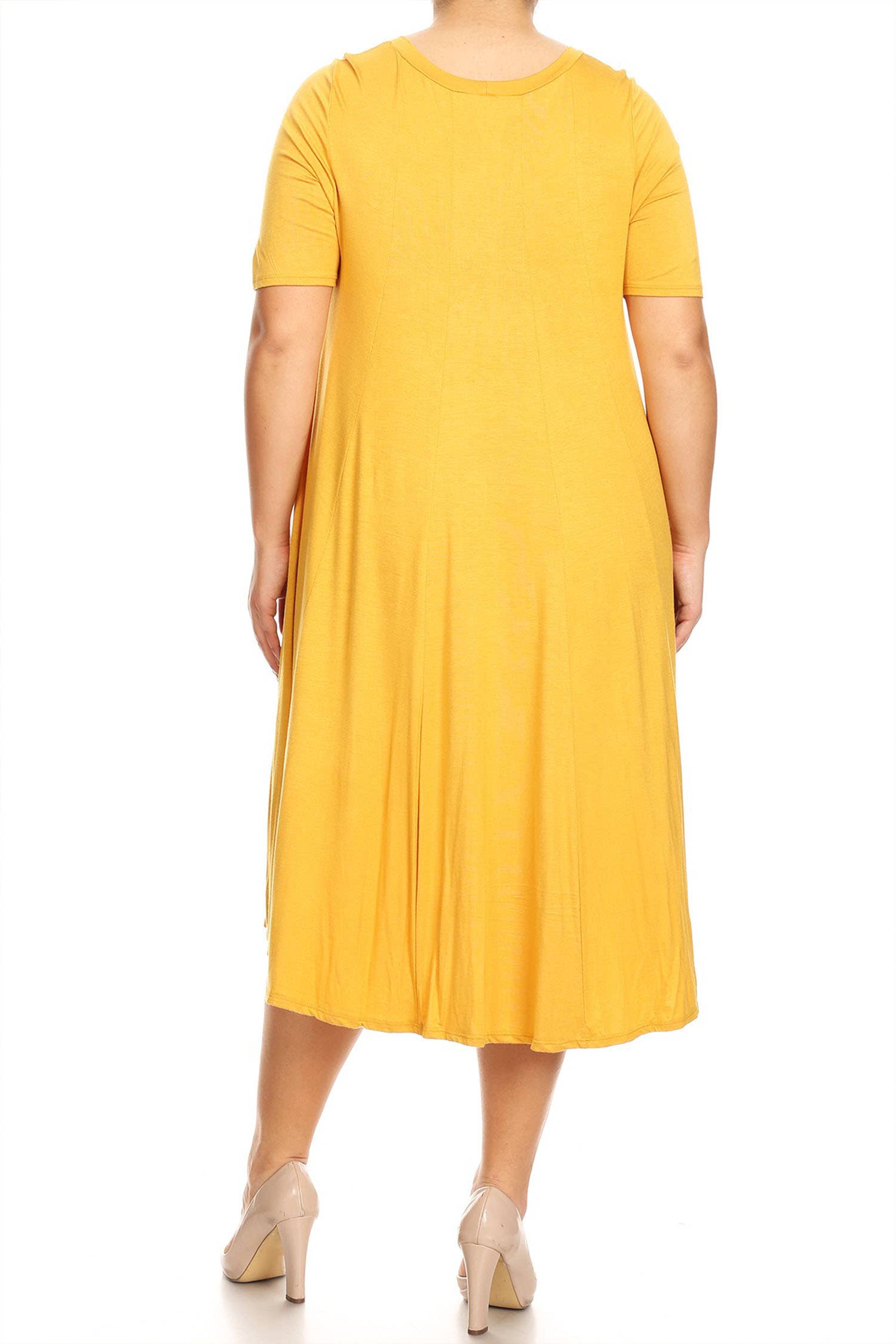 MOA COLLECTION - Wholesale Dress - Women's - Women's Plus Size A-Line Round Neck Casual Solid Midi Dress23