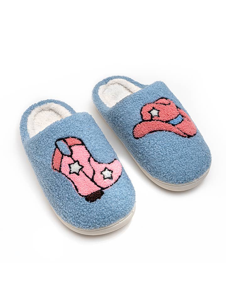 Living Royal - Wholesale Slippers - Women's - Indoor / Outdoor Slippers - Western Cowgirl - Blue5