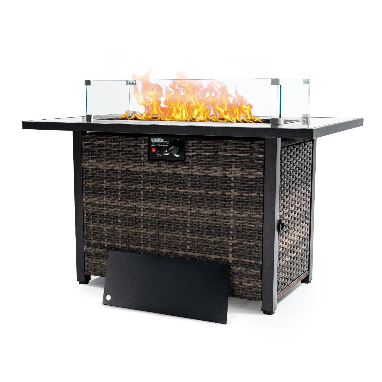 39F Inc. - Wholesale Fire Pit - 50,000 BTU Propane Gas Fire Pit Table, 44" with Lid & Glass 3
