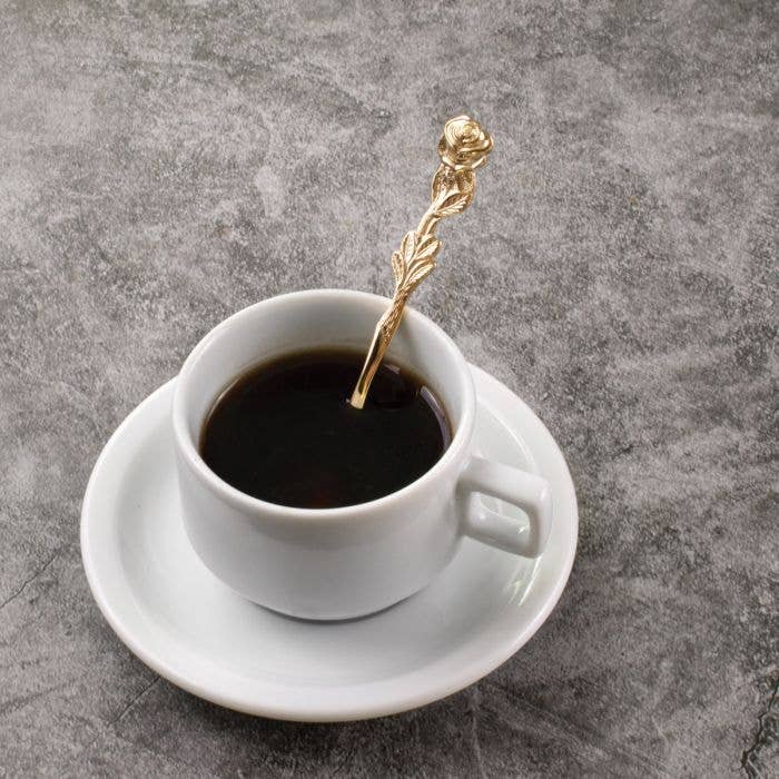 HIC - Harold Import Co. - Wholesale Kitchen Tool/Gadget - Fino Demi Spoon, Rose Design, Gold Plated2