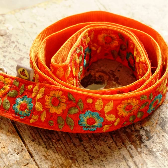 hundsfutter – trela - Cão por atacado – Larga bracelete laranja com design de flores12