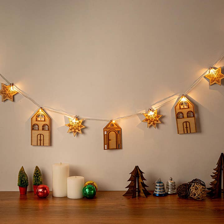 Sinora festlig björkgirlang i trä med ljus till jul för wholesale av Zwende