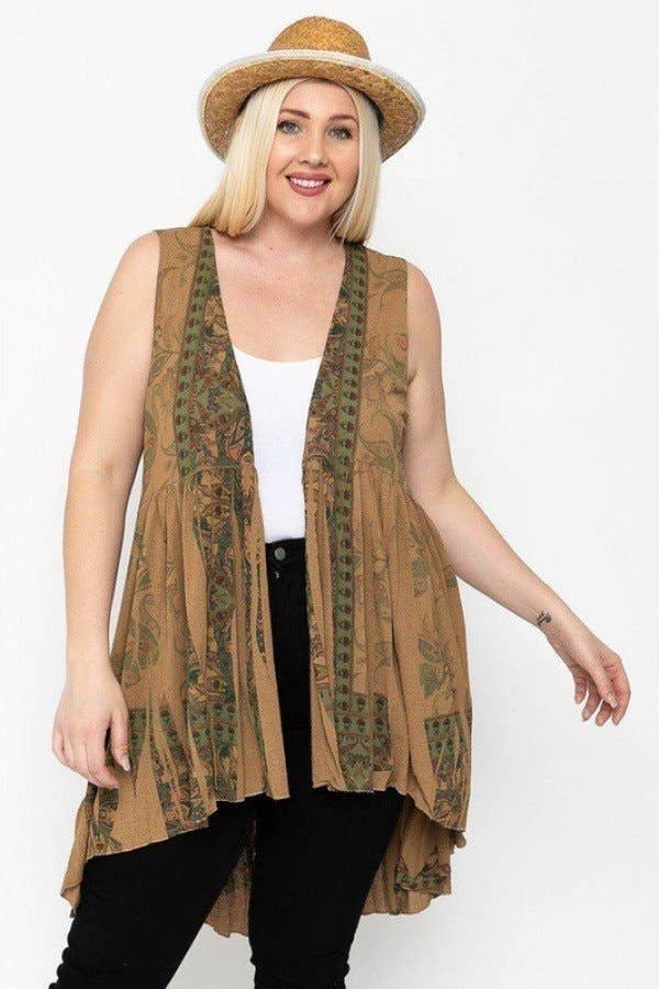 CC Wholesale Clothing – Engroshandel Cardigan - Dame – Plus Size Lang Flatterende Silhuet Ærmeløs Cardigan0