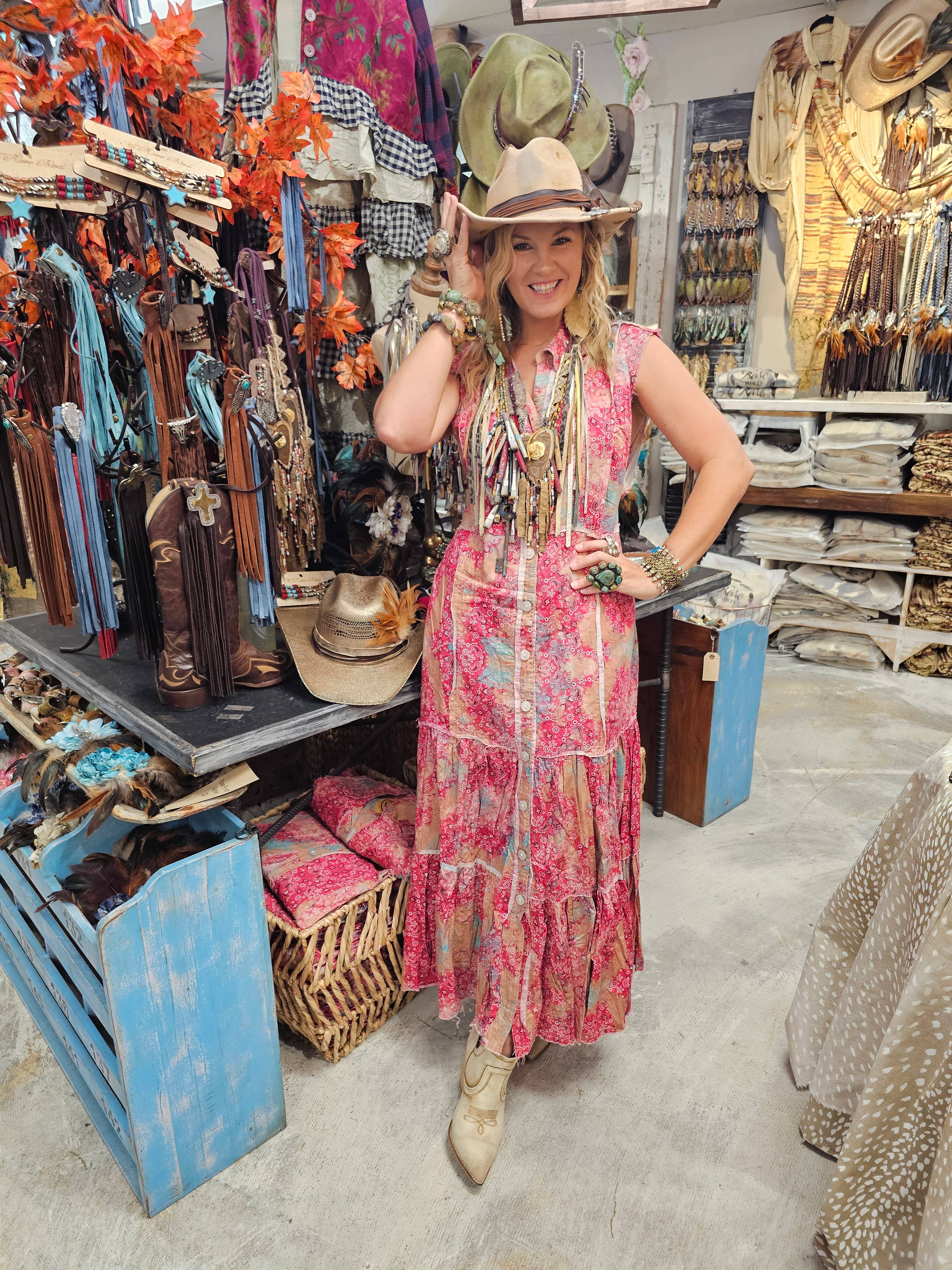 A Rare Bird Shop - Vente Robe – femme - Robe/Manteau Bandana Vintage Délavé2