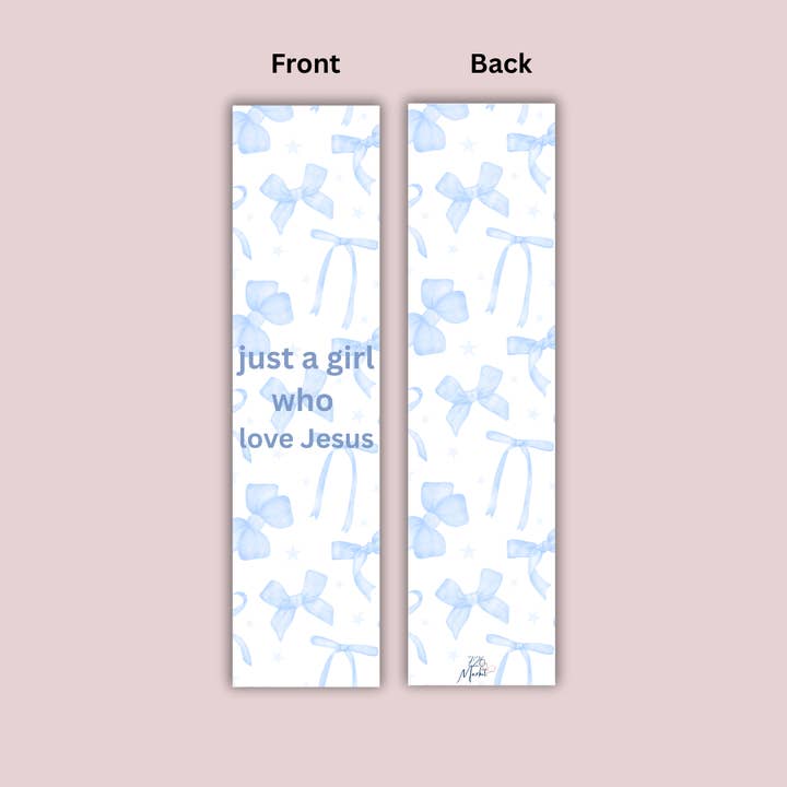 Nœuds bleu clair Juste une fille aime Jésus – Marque-page chrétien pour la vente par 726 Market