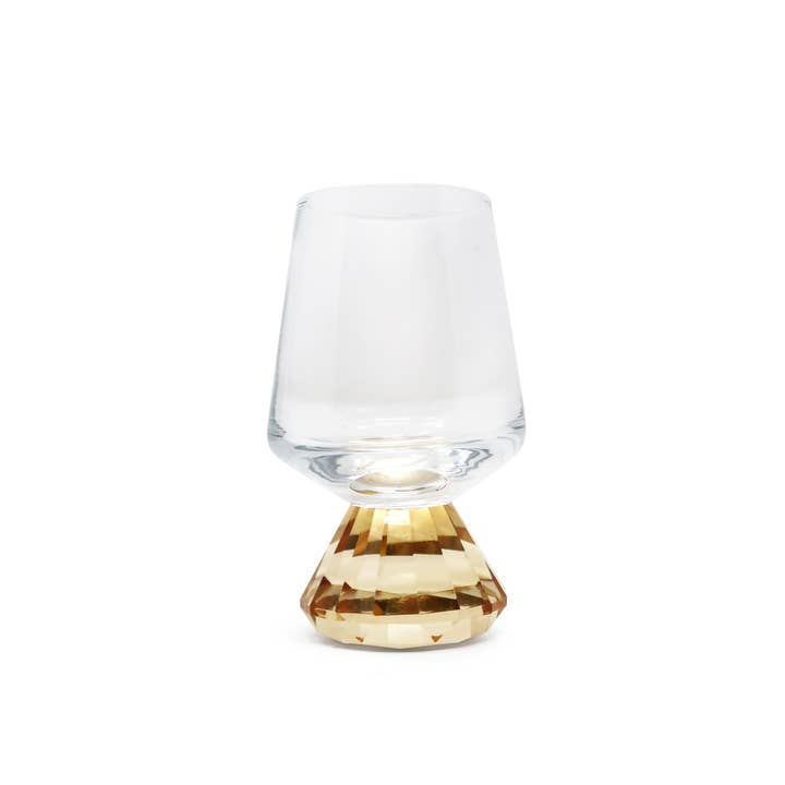 VIVIENCE - Wholesale Shot Glass - Set of 6 Shot Glasses with Diamond Base, Gold Rim