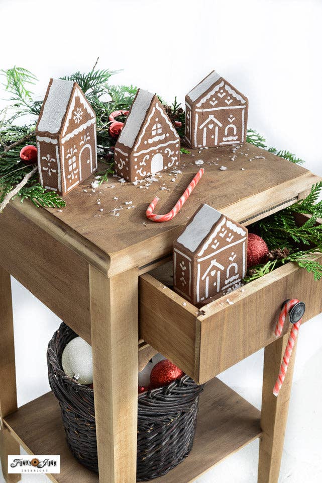 Muddaritaville Studio – wholesale Stencil/craft die – FJ169 Funky Junk's Old Sign Stencils Gingerbread Village stencil5