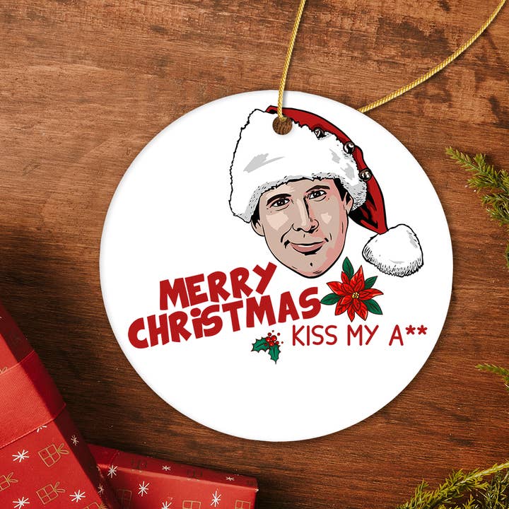 Divertido adorno de Dirty Joke Merry Christmas Kiss My Ass para venta al por mayor de OrnamentallyYou