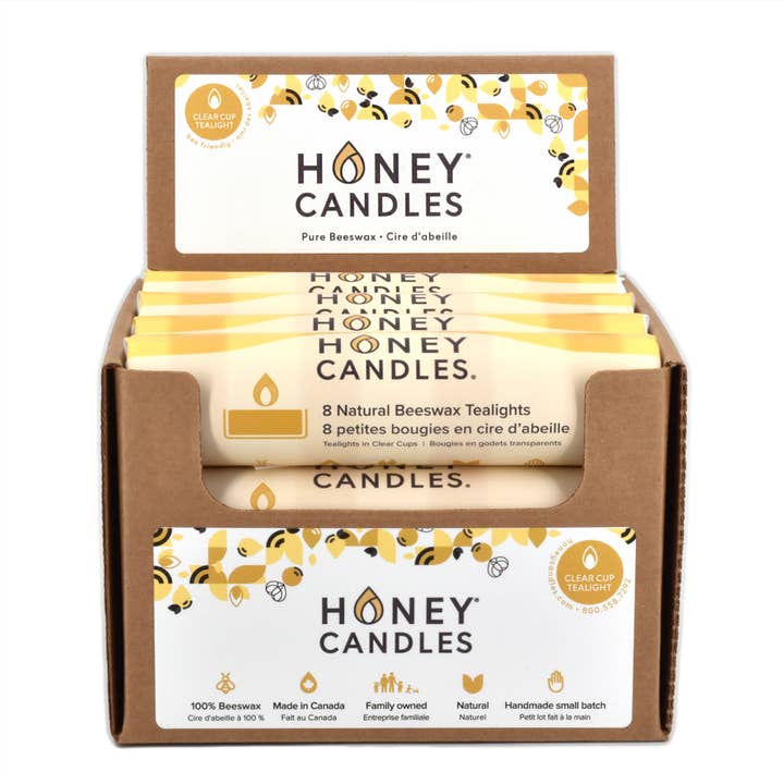 Roll of 8 Natural Beeswax Tealight Candles for wholesale by Honey Candles