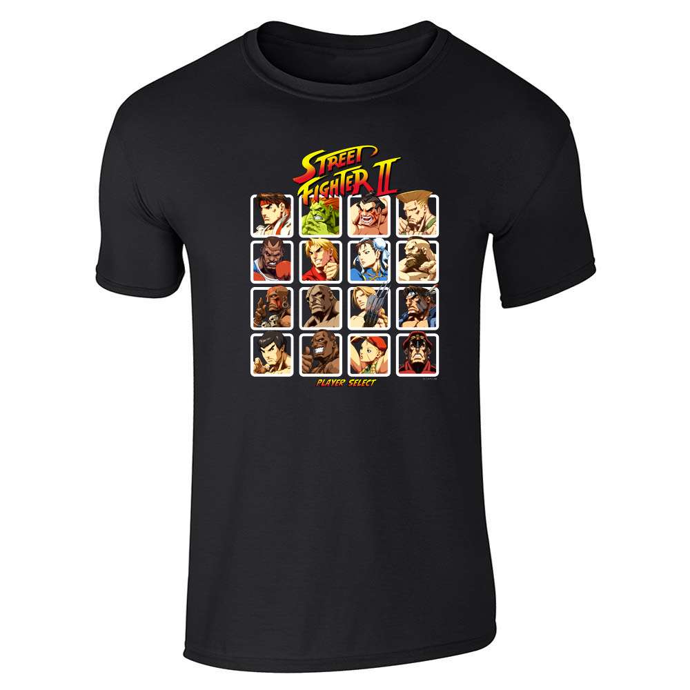 Pop Threads - Venta al por mayor Camiseta serigrafiada - Unisex - Camiseta unisex de los años 90 de Street Fighter 2 Player Select para videojuegos0