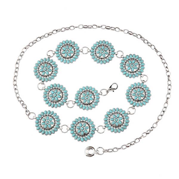 Ladies Sunbeam Designed Concho Chain Belt for wholesale by Nima Accessories Inc