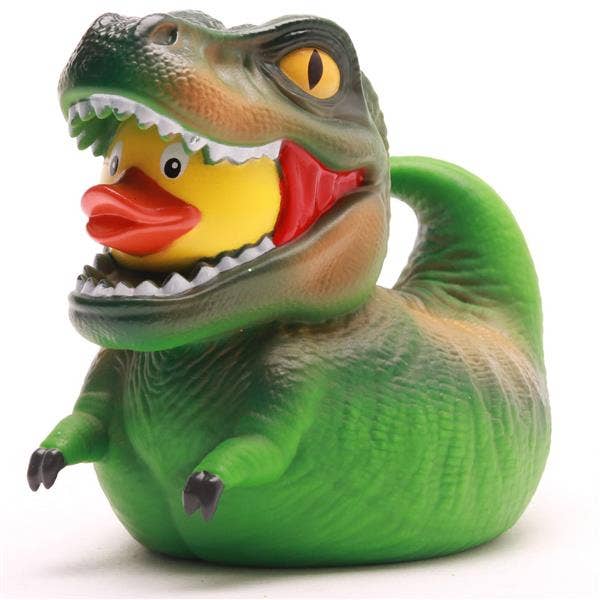 T-Rex badeand - grøn - gummiand for engroshandel hos Duckshop