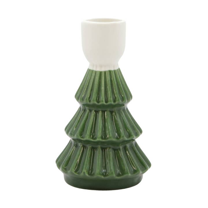 Short Resin Green Tree Taper Holder for wholesale by Fieldstone Home