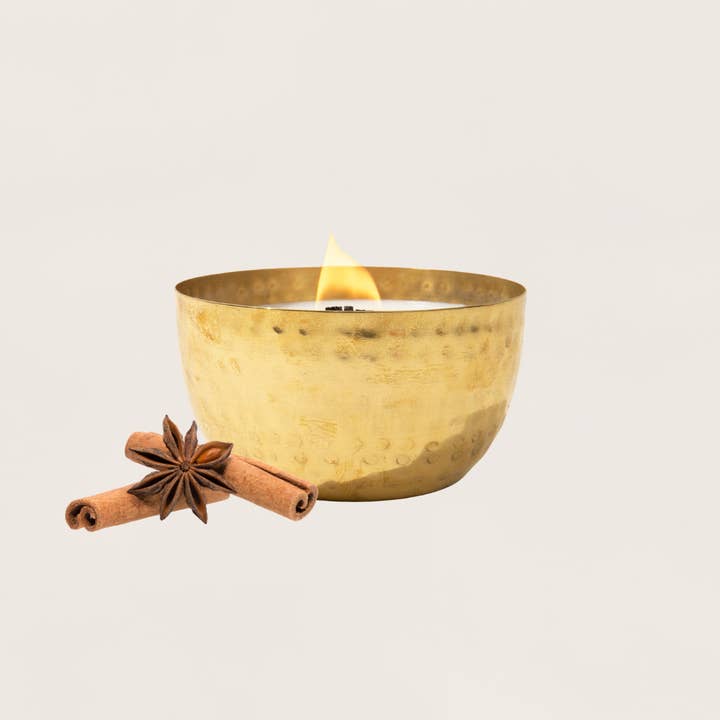Woodsy Homelife - Wholesale Jar/Filled Candle - Raw Cinnamon & Cloves -Solid Brass 14oz Pure Soy Candle2