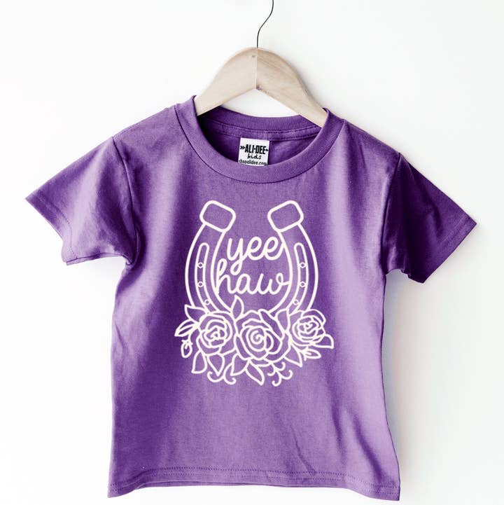 Toddler Yee Haw Horseshoe Tee - Vintage Purple for wholesale by Ali Dee
