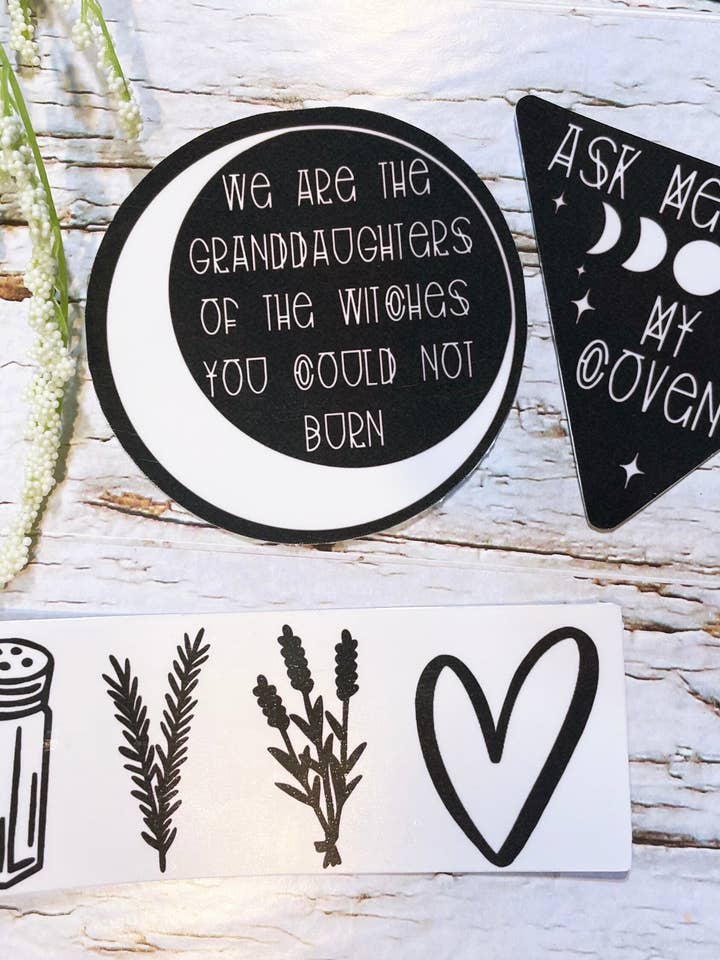 Heksede vandtætte klistermærker til vandflasker og heksegrupper for engroshandel hos Desaray Designs