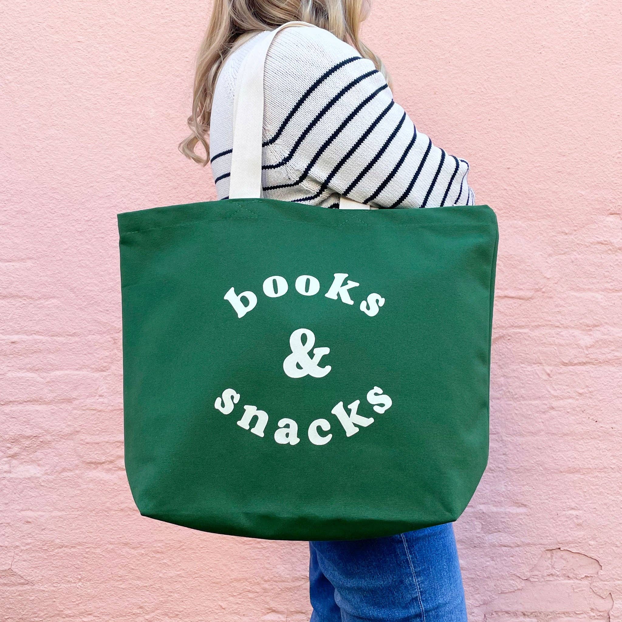 Alphabet Bags – wholesale Tote bag – Unisex – Books & Snacks - Forest Green Canvas Tote Bag6