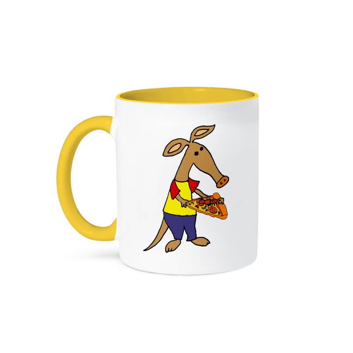 3dRose - Wholesale Coffee Mug - 3dRose, Funny Cute Aardvark eating Pizza Cartoon, Mug