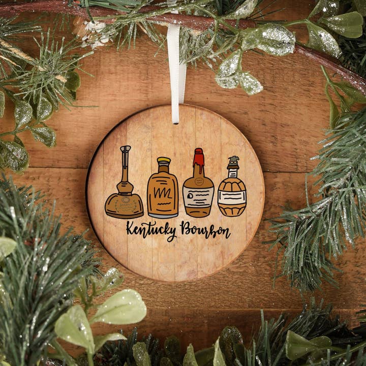 Adorno circular de madera Kentucky Bourbon de 4 pulgadas para venta al por mayor de Joetta Marie