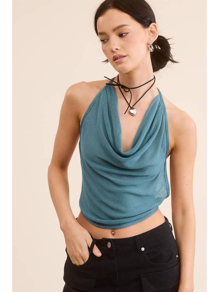 Mimosa - Wholesale Tank Top - Women's - Cowl Neck Open Back Tie Tank Top8