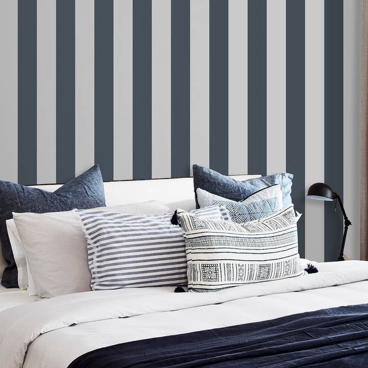 Modern Striped Textured Wallpaper, Stripes Wallcovering, Extra Large 178 sq ft, Large Stripes, Sturdy, Washable, Neutral Colors Wallpaper for wholesale by Walloro Luxury Embossed Wallpaper