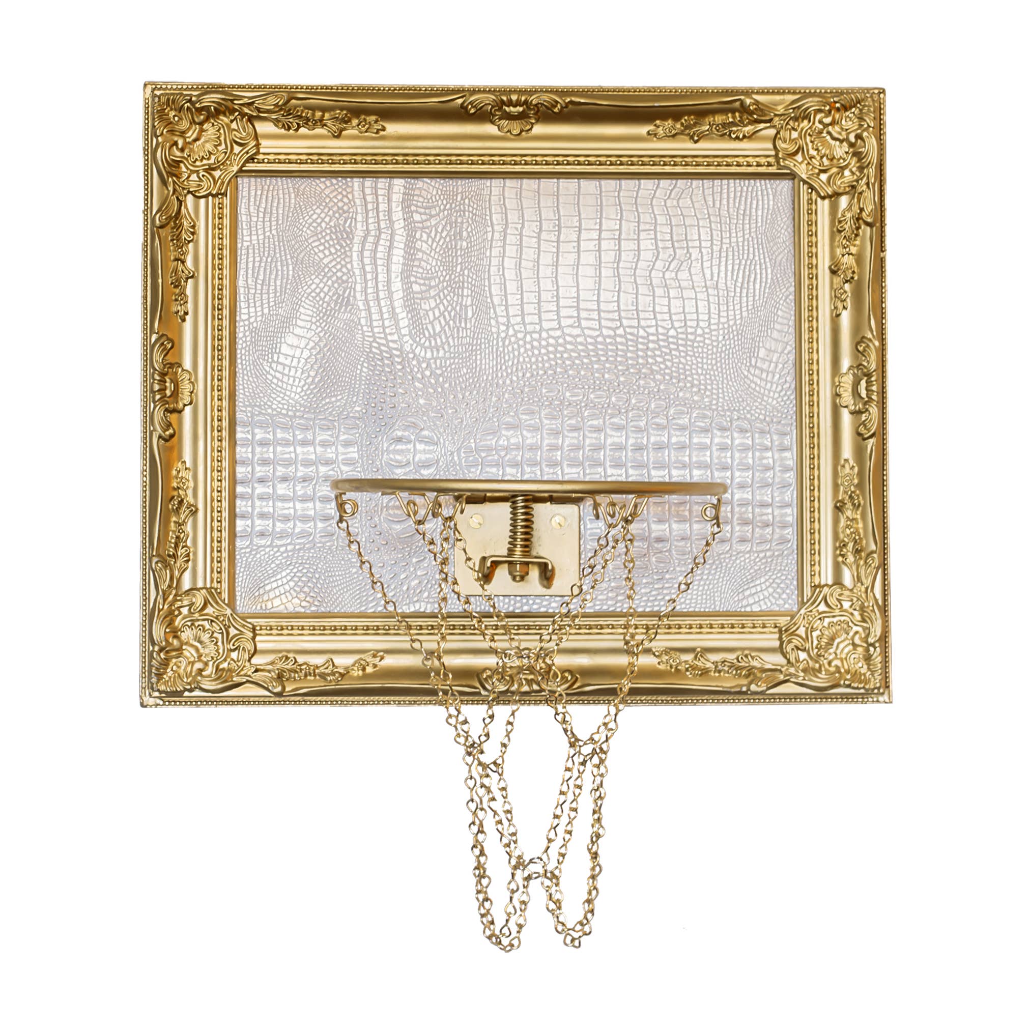 Hoops and Heritage - Wholesale Wall Art Set - White and Gold Gator Mini Basketball Hoop