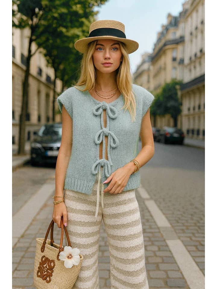 ESTEE BROWN - Wholesale Knit Sweater - Women's - Knot tank top sweater in wool - 68265