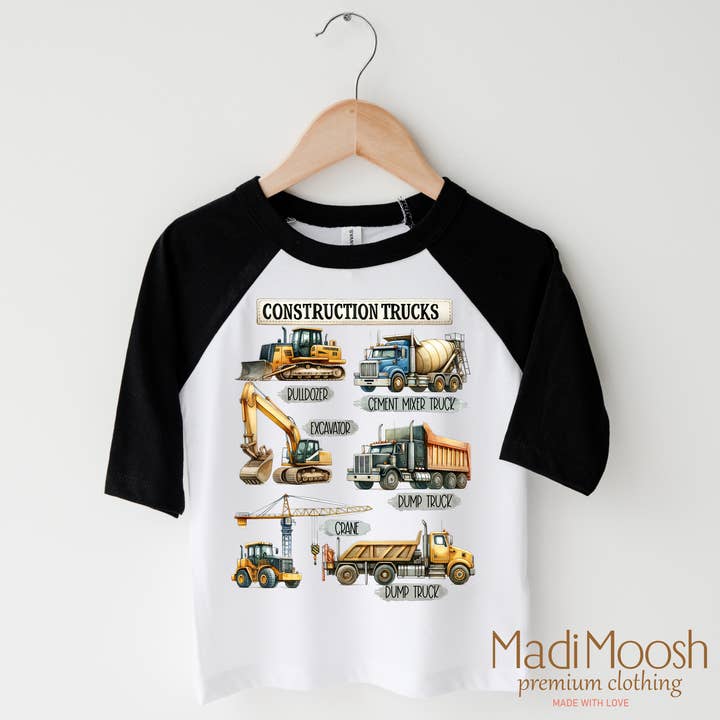 Madi Moosh - Vente T-shirt sérigraphié – enfant - T-shirt camions de construction - Excavatrice3